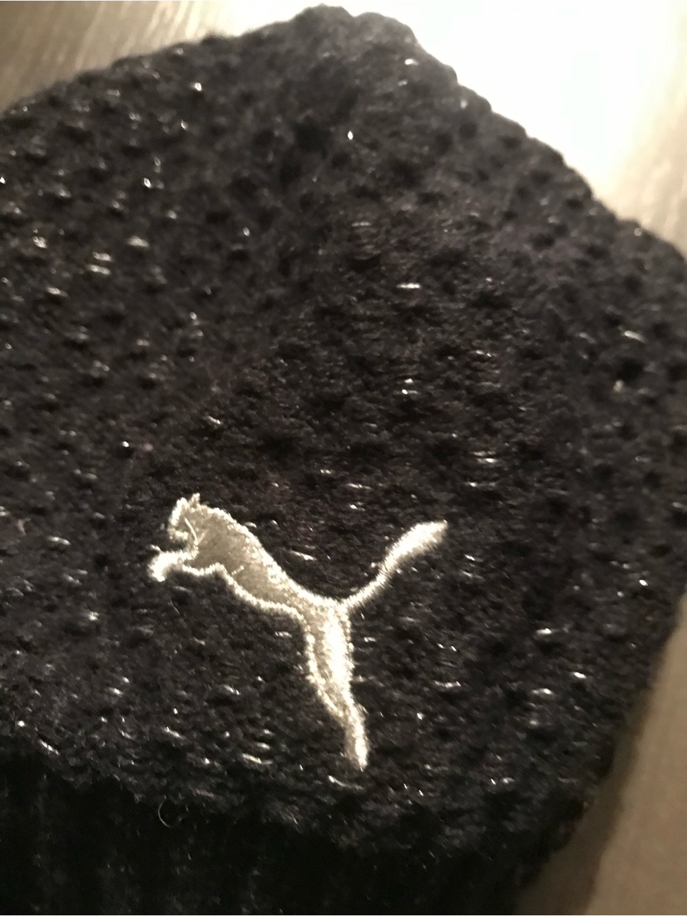 Puma Black Ribbed Knit Beanie with Silver Logo women - Picture 2 of 2
